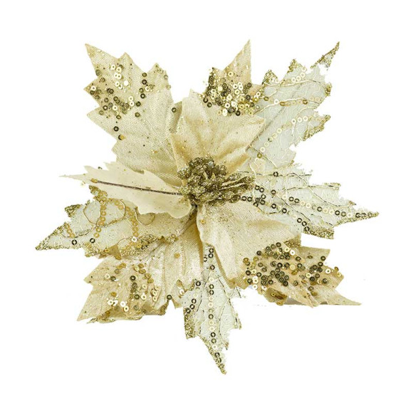 Цветок Пуансетии кружевной золотой