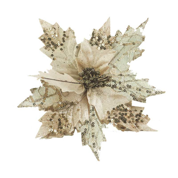 Цветок Пуансетии кружевной платиновый