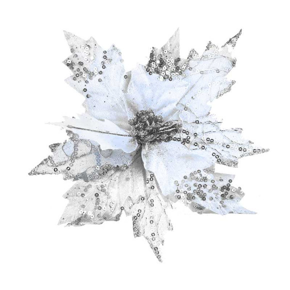 Цветок Пуансетии кружевной серебряный