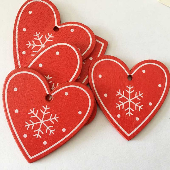 Набор декора "Сердечко новогоднее", 5шт, цвет красный или белый