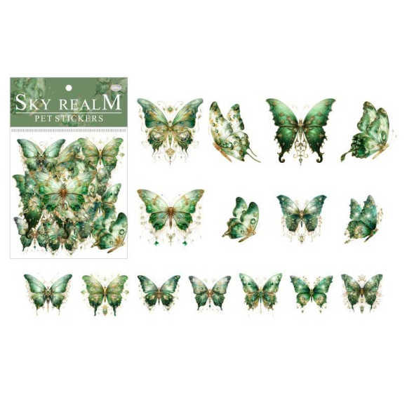 Набор декоративных наклеек "Бабочки", цвет зеленый