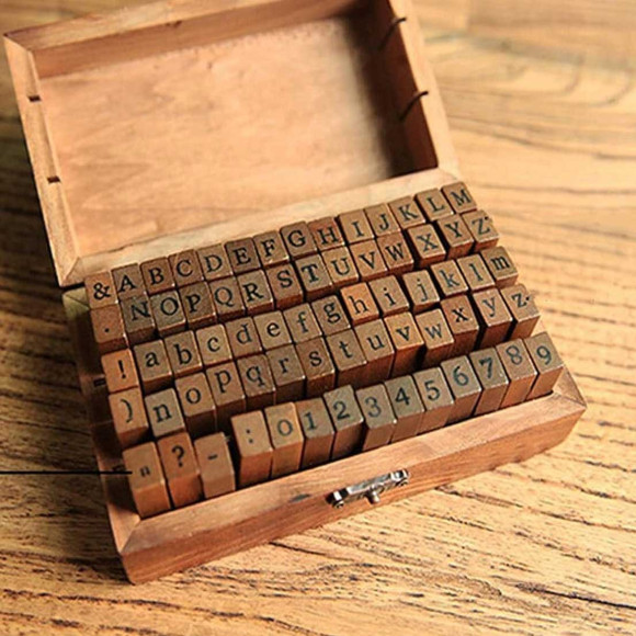 Набор деревянных штампов "Алфавит" № 1, 70 штук