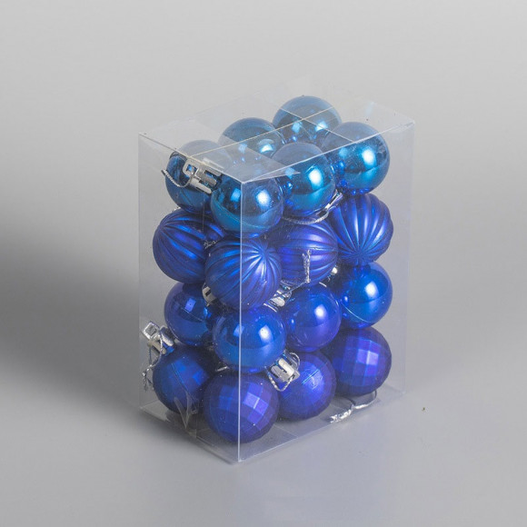 Набор новогодних шаров "Ассорти" 3 см Blue