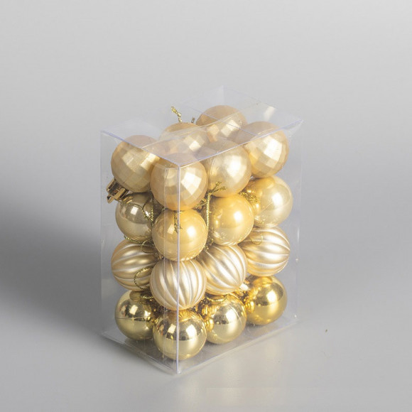 Набор новогодних шаров "Ассорти" 3 см Gold