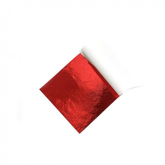 Поталь в листах (плотная), 100 листов, Красный 8x8см для эпоксидной смолы     