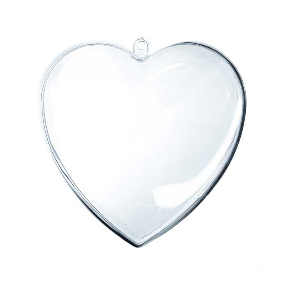 Прозрачная заготовка для декора - елочная игрушка "Сердце", среднее